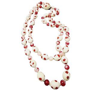 Vintage Signed Hong Kong Acrylic Beaded Necklace (A1326)